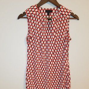 Worthington Geometric Pattered Top Orange Black White Business Casual